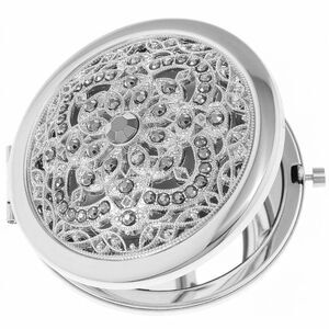 NWT Monet Silver Jewelry Cluster Dual Compact Mirror